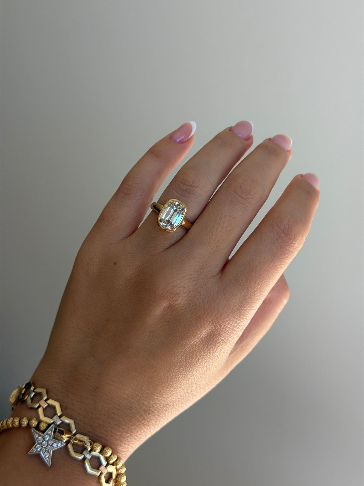 Antique Cushion Bezel Diamond Ring by 23carat