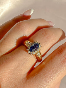 Vintage Sapphire Diamond Oval Halo Ring
