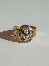 Load image into Gallery viewer, Antique Enamel Floral Memento Mori Ring 1868
