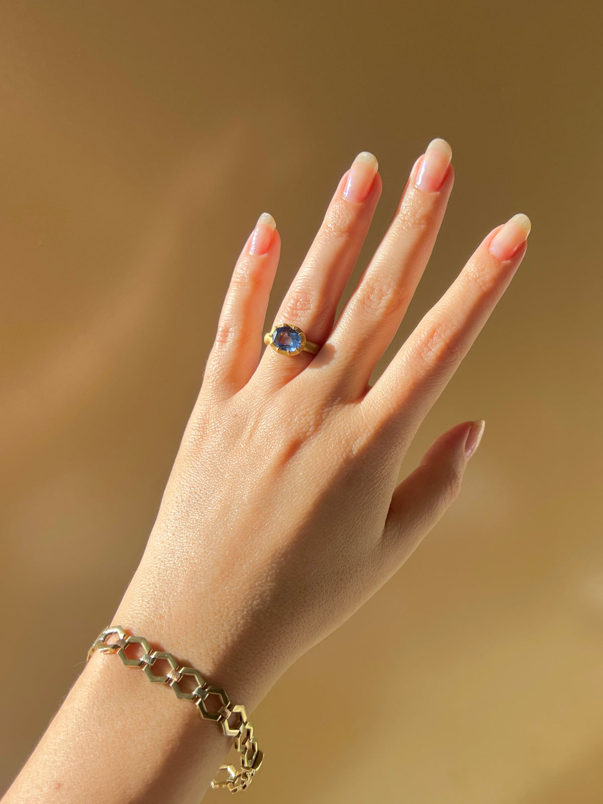 Unheated Sapphire Oval Crown Ring