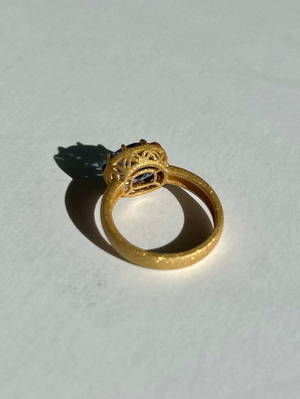 Unheated Sapphire Oval Crown Ring