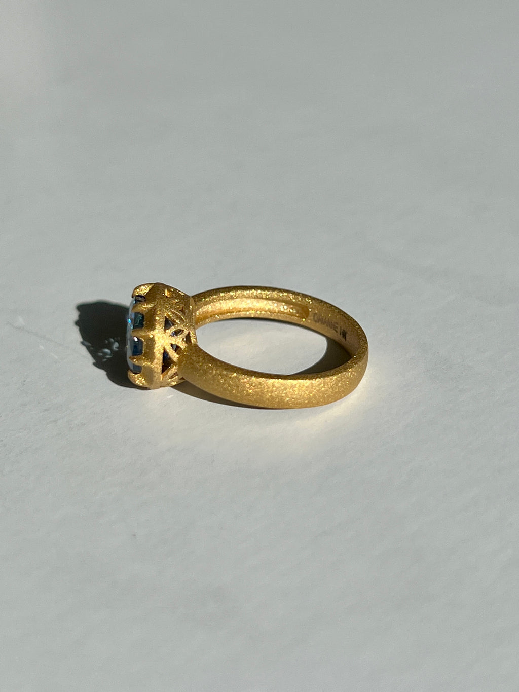 Unheated Sapphire Oval Crown Ring