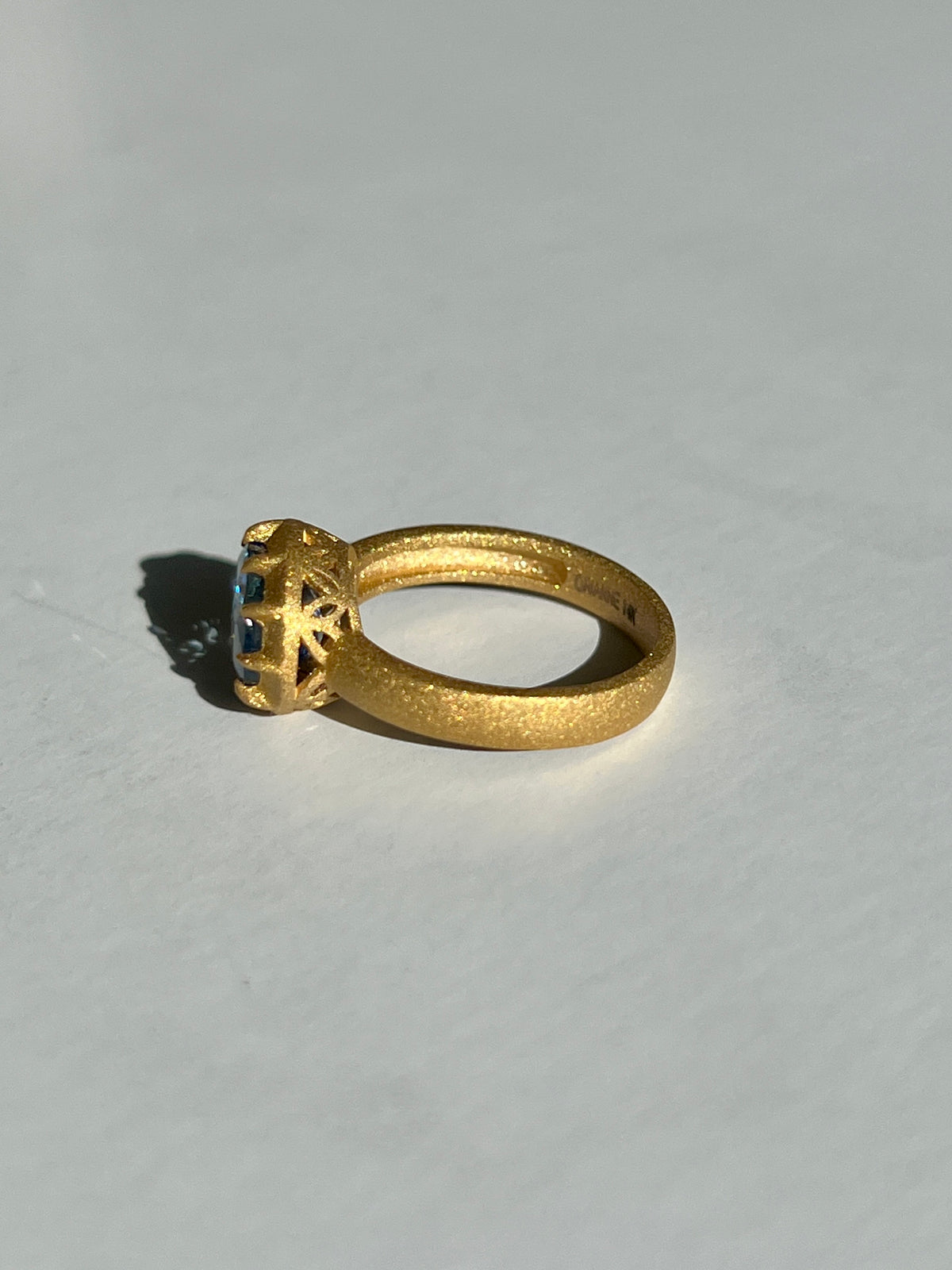 Unheated Sapphire Oval Crown Ring