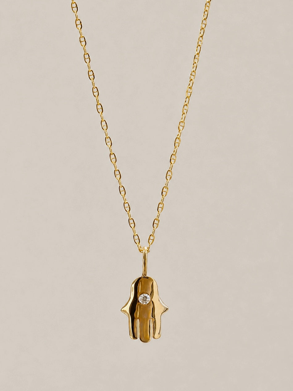 Hamsa Bezel Judaica Pendant