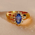 Vintage Sapphire Diamond Oval Halo Ring