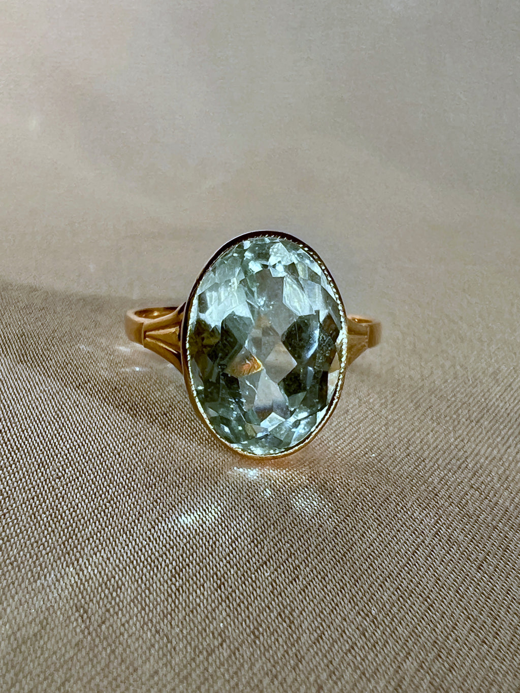 Antique Aquamarine Oval Dress Ring