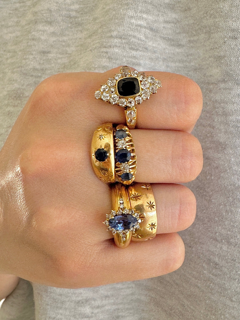 Vintage Sapphire Diamond Oval Halo Ring