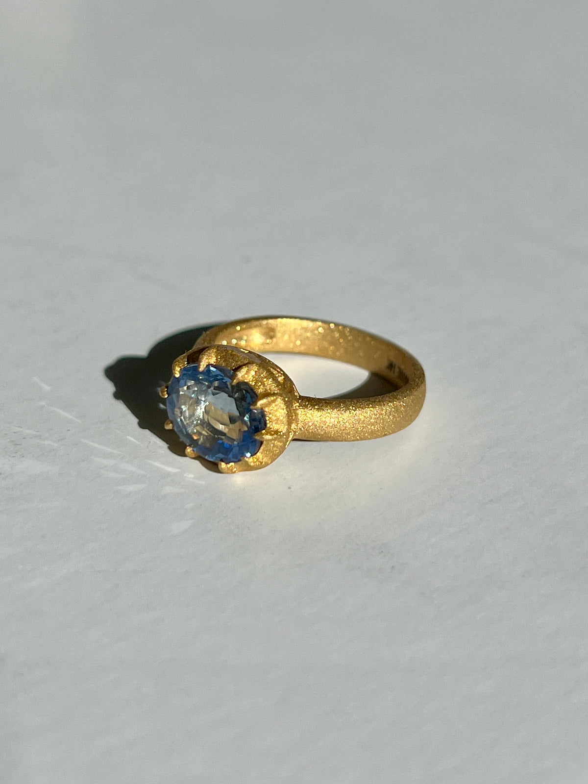 Unheated Sapphire Oval Crown Ring