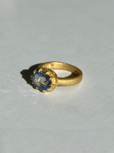 Unheated Sapphires Oval Crown Ring