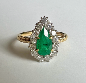 Emerald Diamond Pear Cut Ring by 23carat