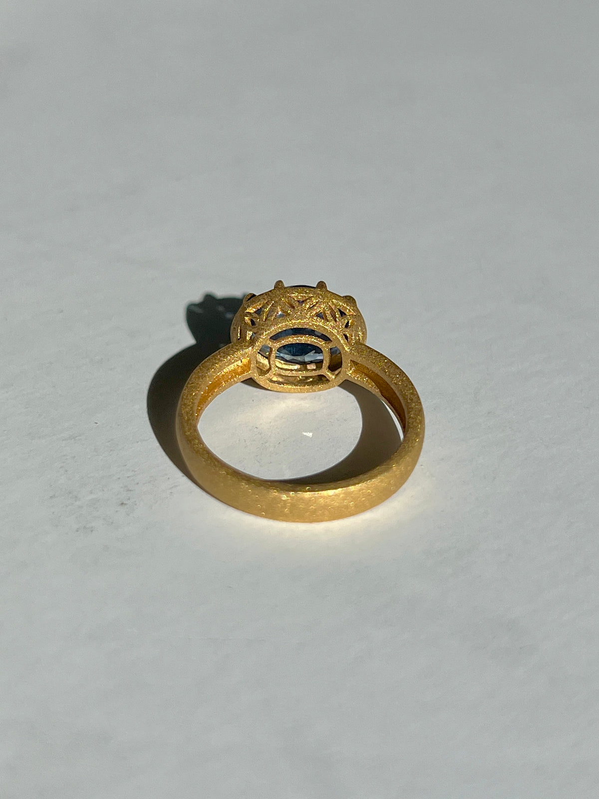 Unheated Sapphire Oval Crown Ring