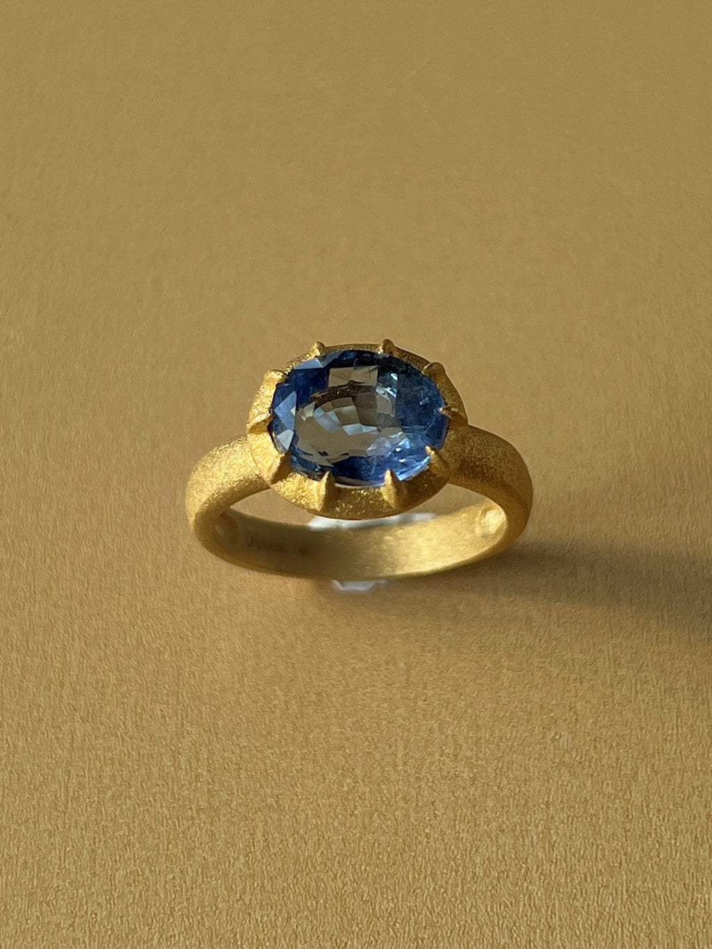 Unheated Sapphire Oval Crown Ring