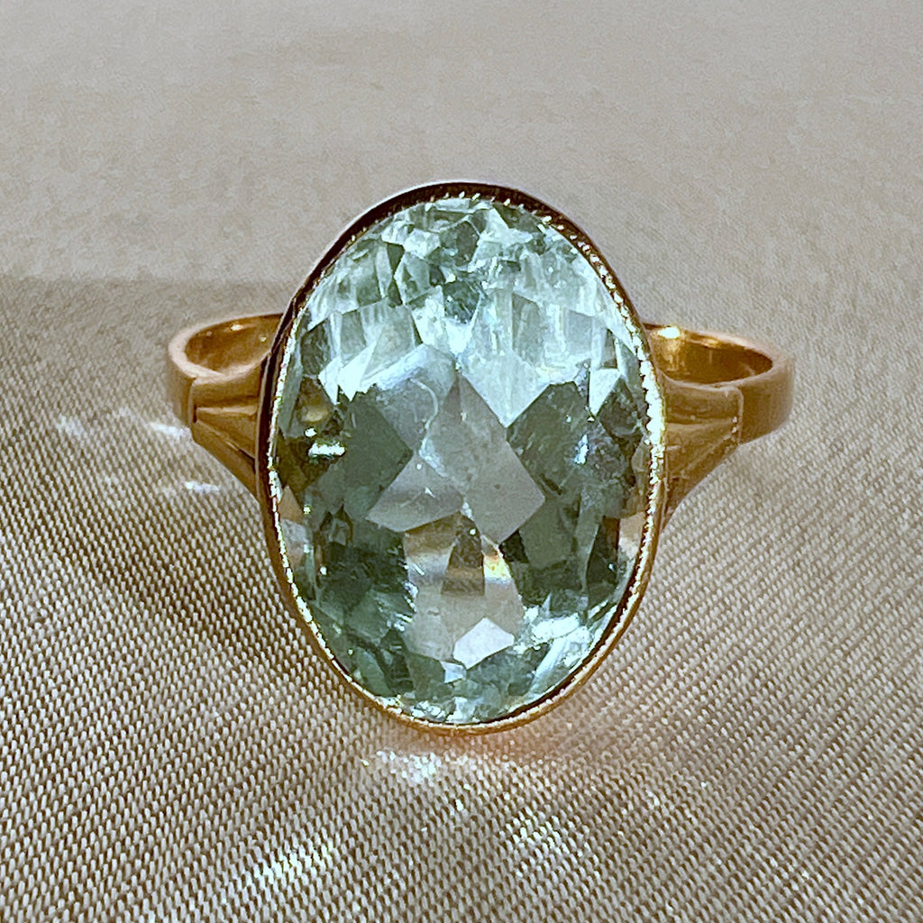 Antique Aquamarine Oval Dress Ring