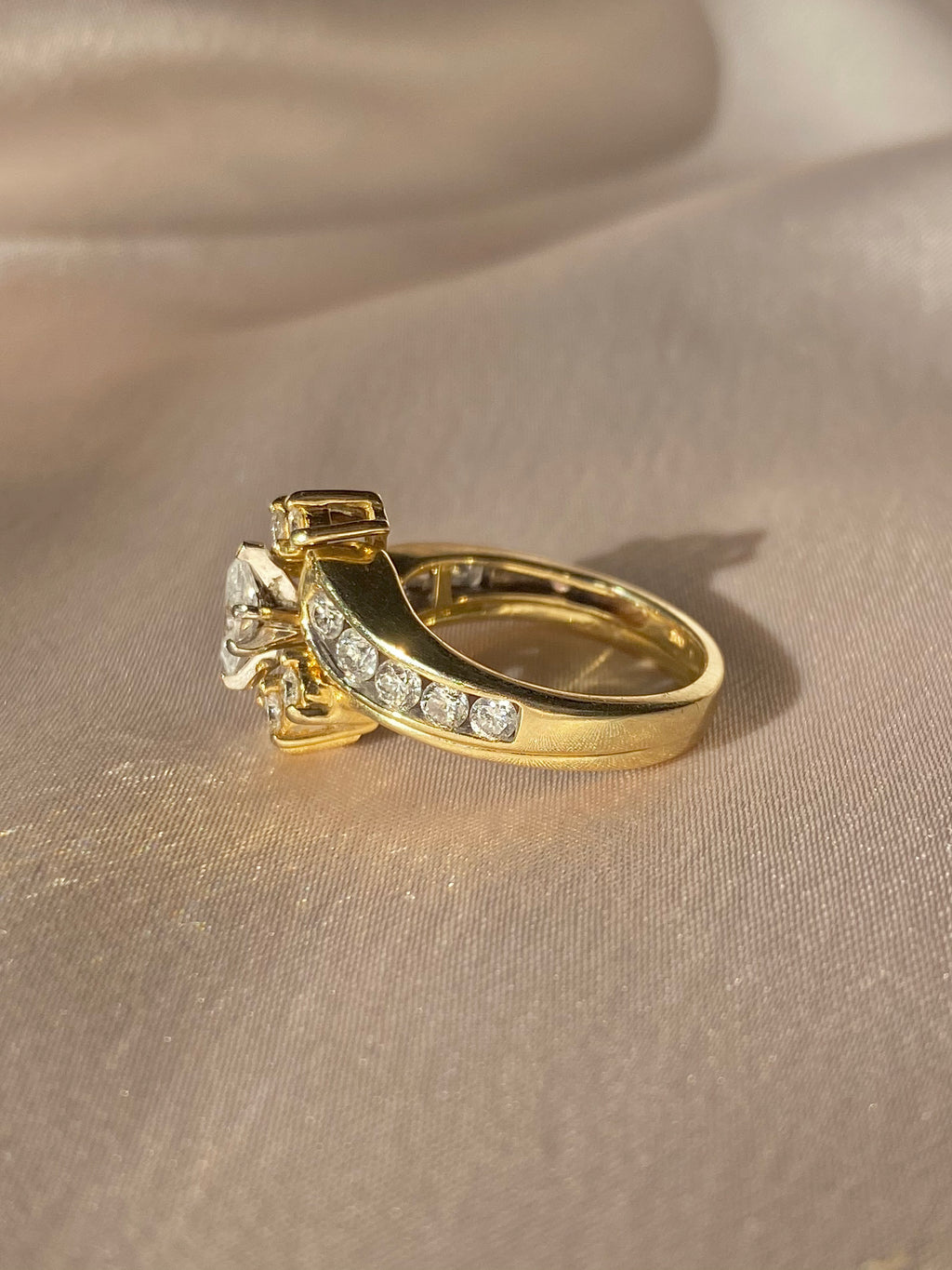 Vintage Marquise Diamond Two Piece Stacker Rings