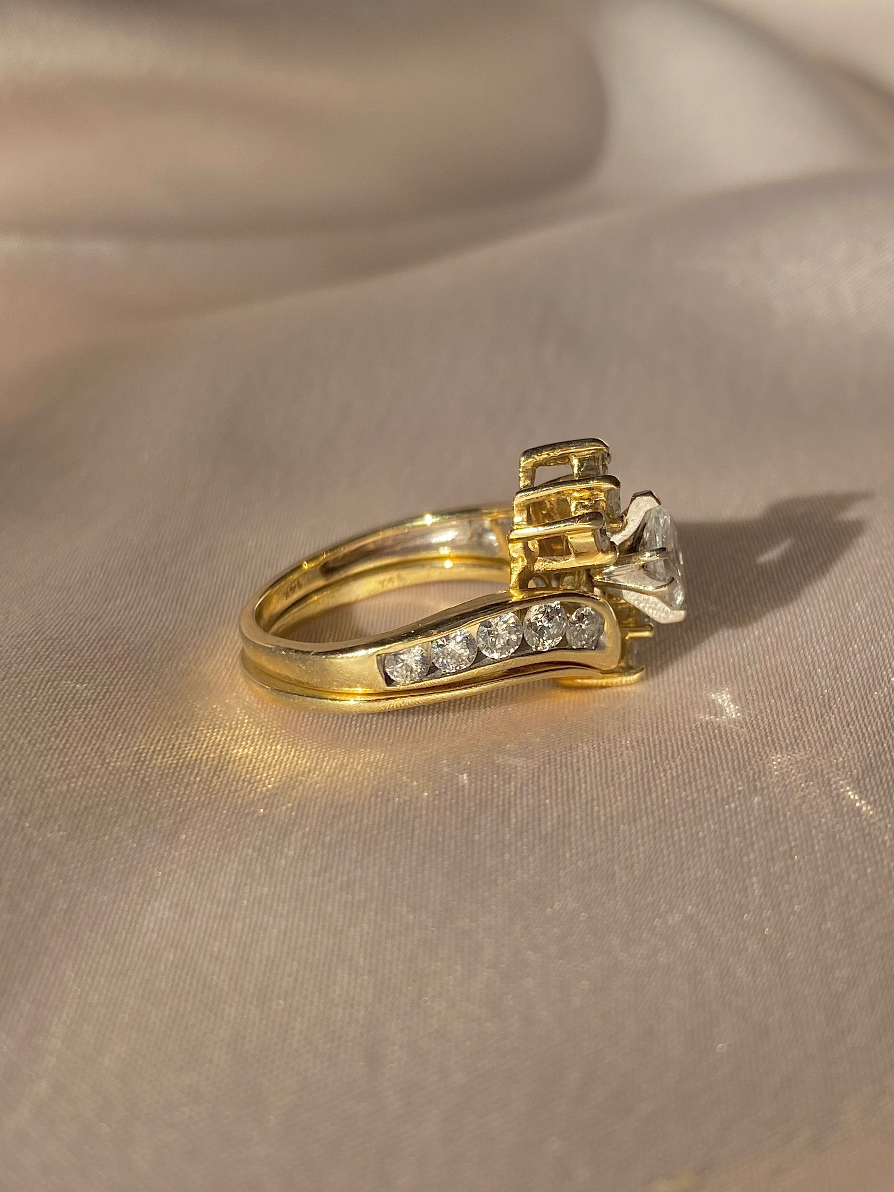 Vintage Marquise Diamond Two Piece Stacker Rings