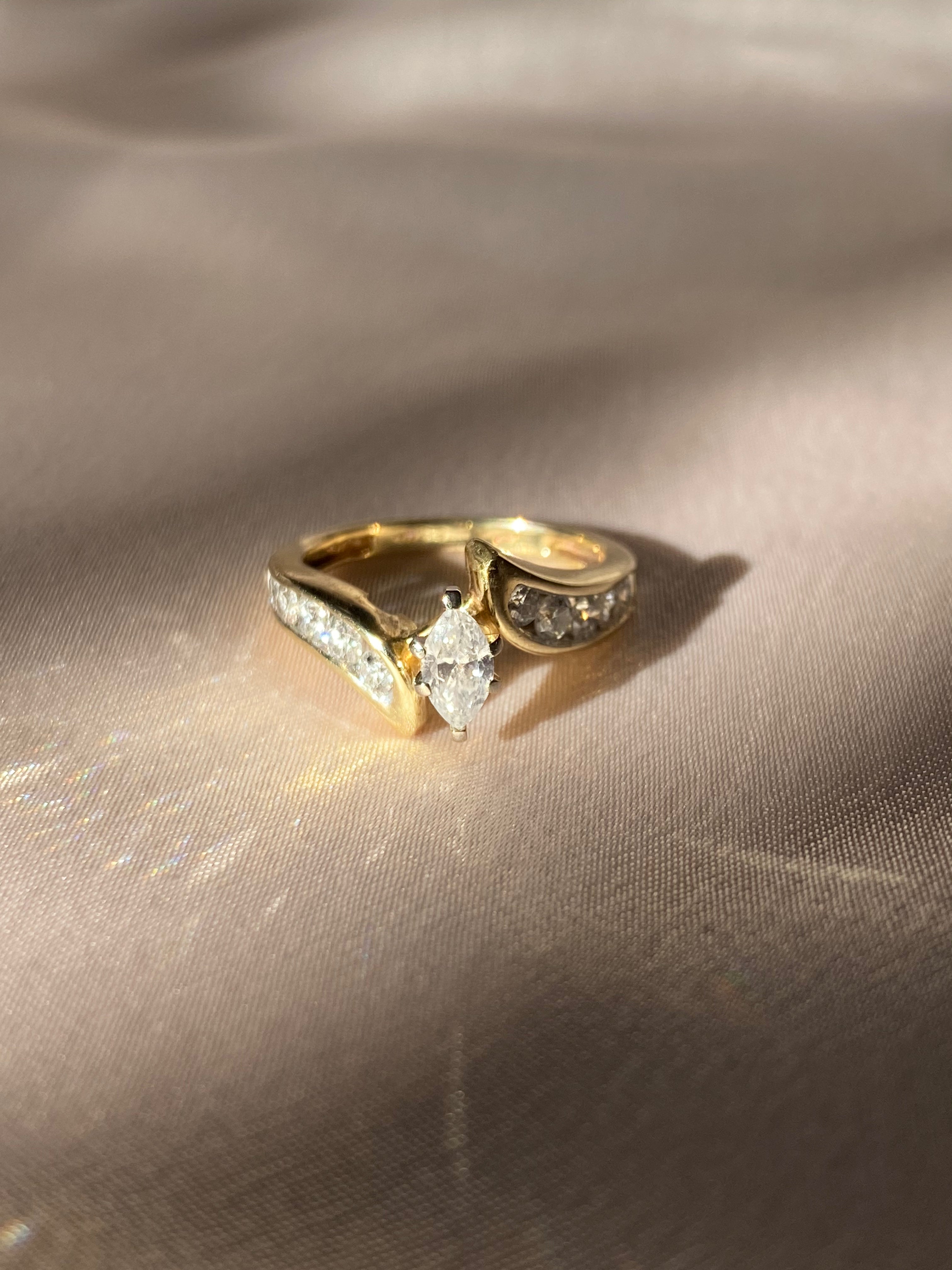 Vintage Marquise Diamond Two Piece Stacker Rings
