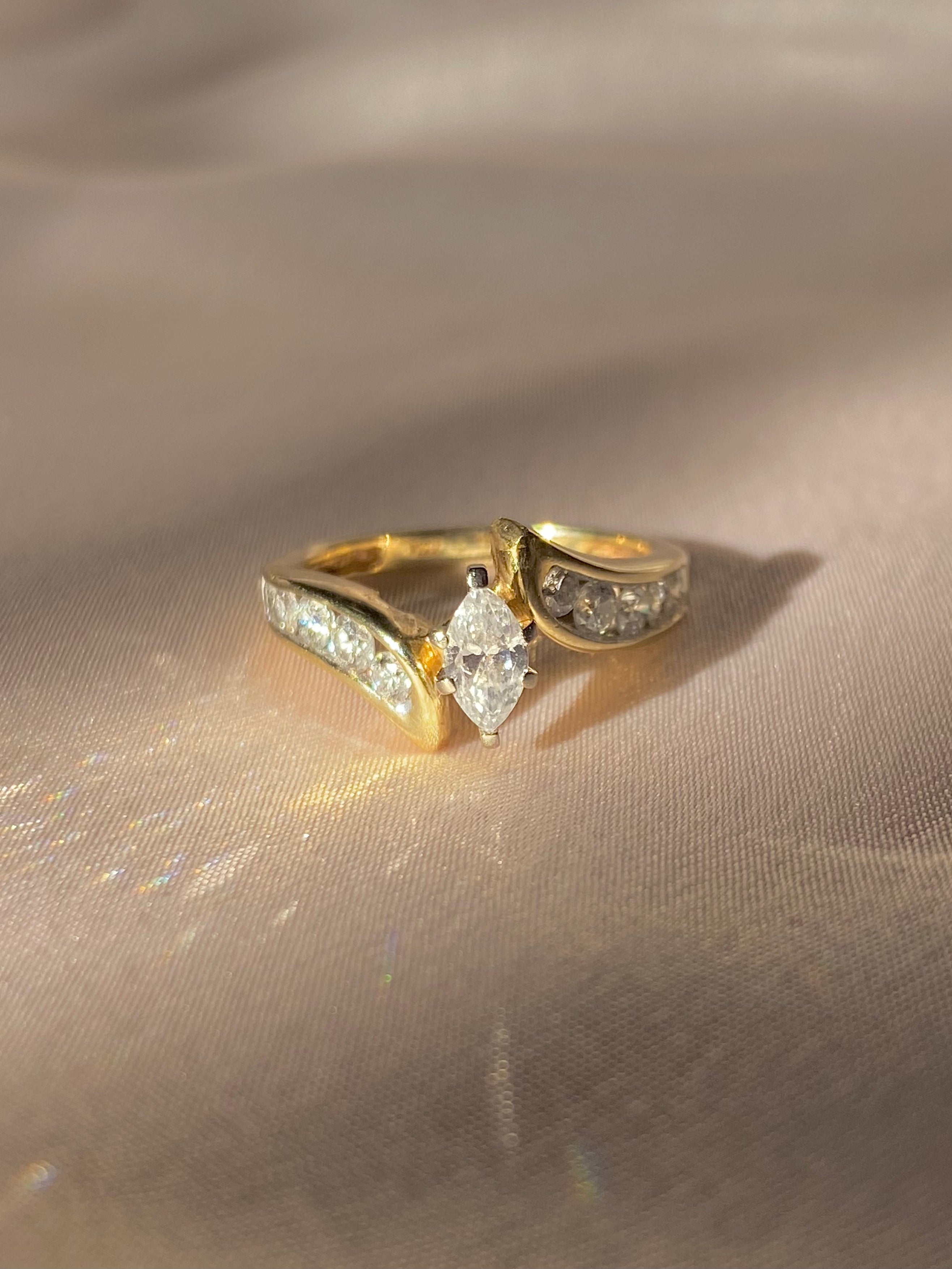 Vintage Marquise Diamond Two Piece Stacker Rings