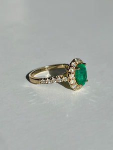 Nessi Emerald Diamond Halo Ring 2.82 ctw