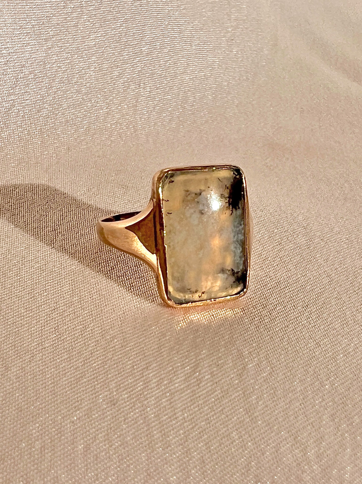 Antique Moss Agate Signet Ring