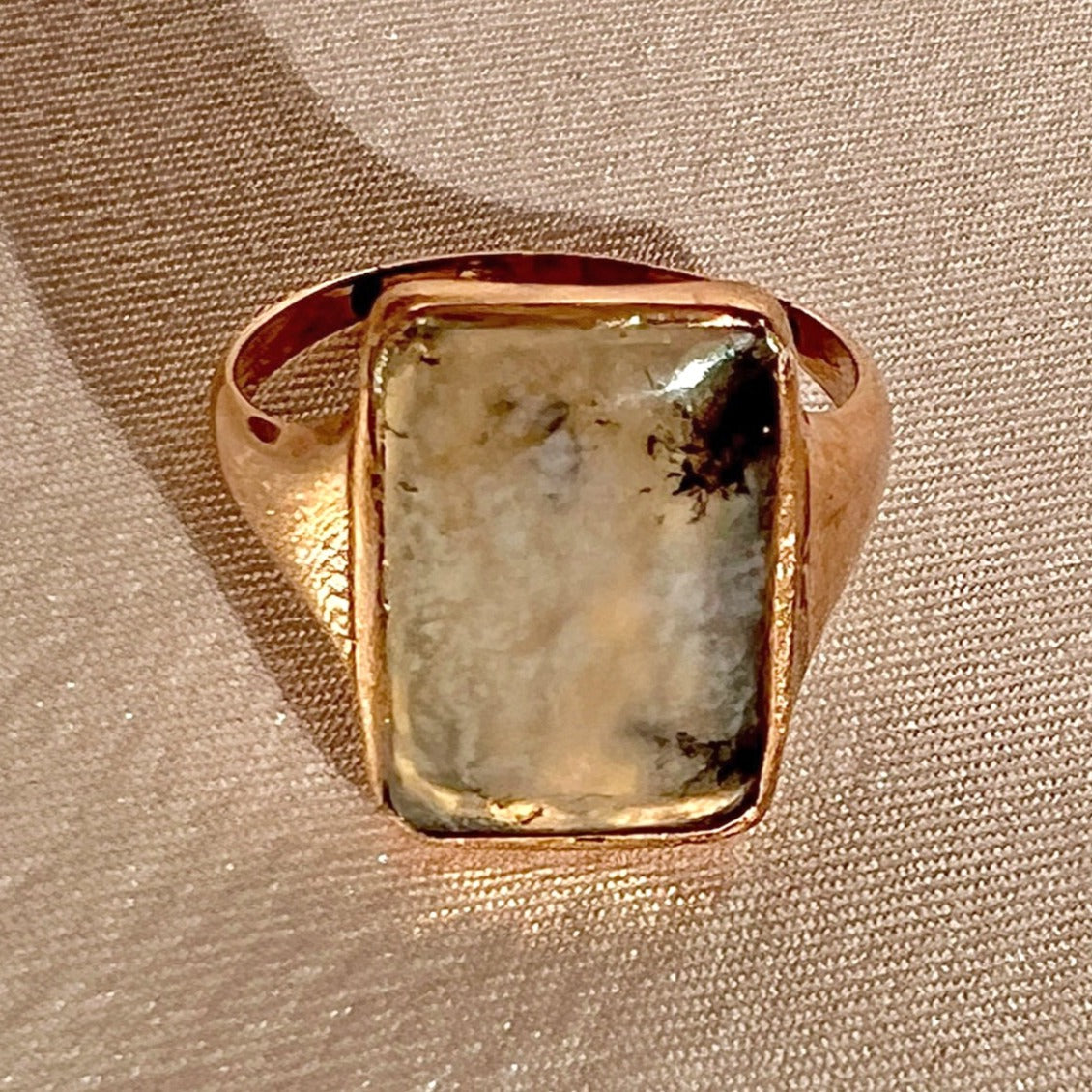 Antique Moss Agate Signet Ring