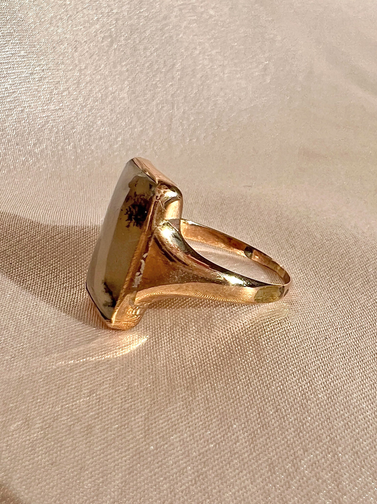 Antique Moss Agate Signet Ring