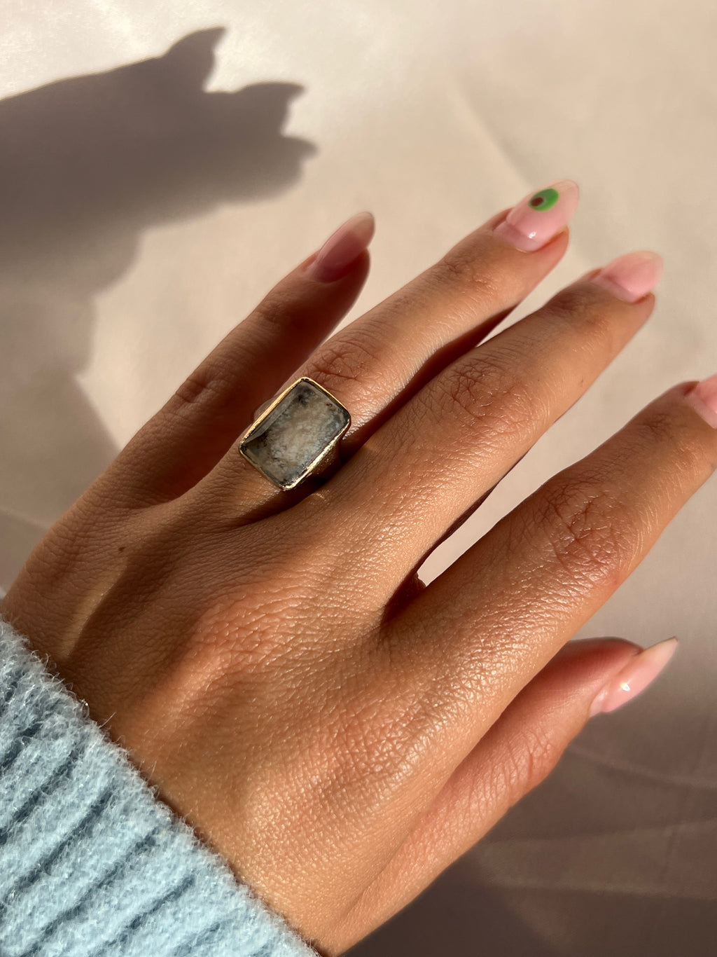 Antique Moss Agate Signet Ring