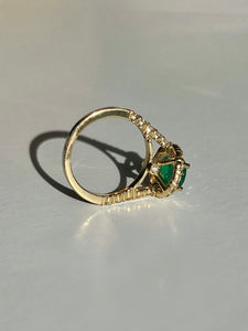 Nessi Emerald Diamond Halo Ring 2.82 ctw