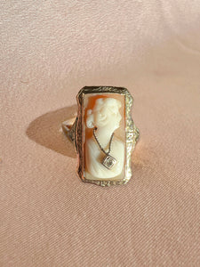 Antique Diamond Cameo Locket Ring