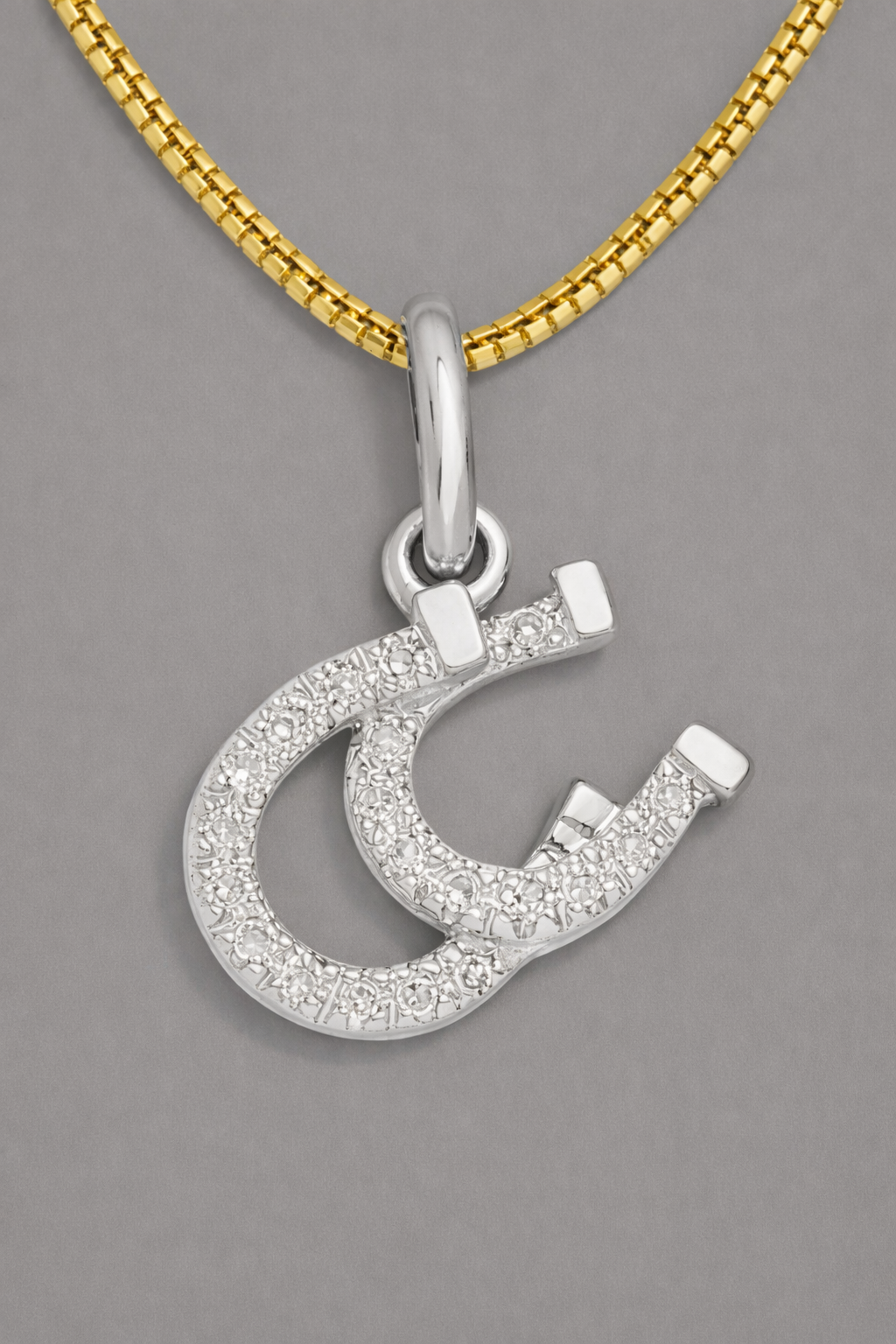 Double Diamond Horseshoe Pendant