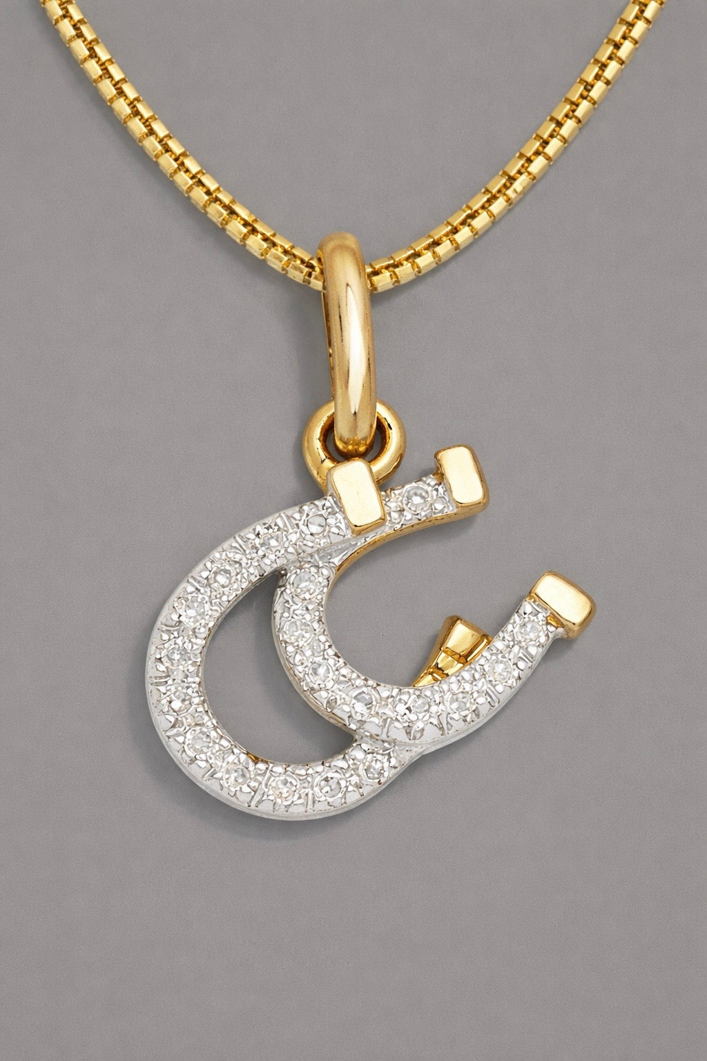 Double Diamond Horseshoe Pendant