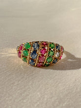 Load image into Gallery viewer, Vintage Emerald Sapphire Ruby Bombe Ring
