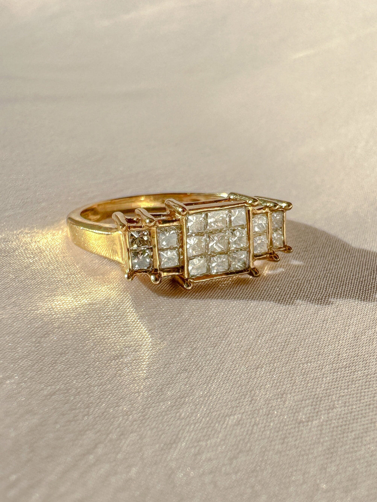 Vintage Princess Diamond Half Eternity Ring 1988 1.36 CTW