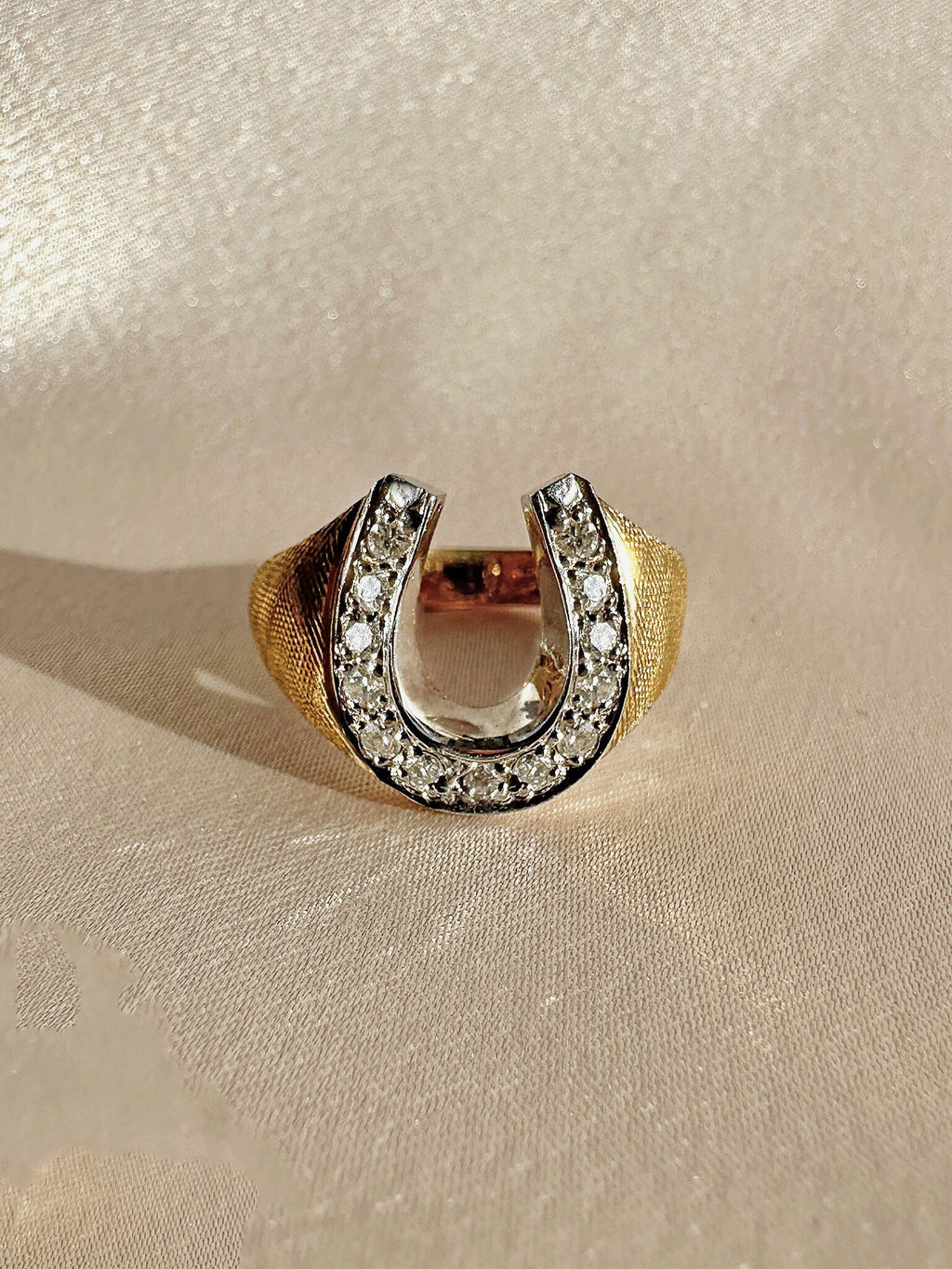 Vintage Diamond Satin Horseshoe Ring