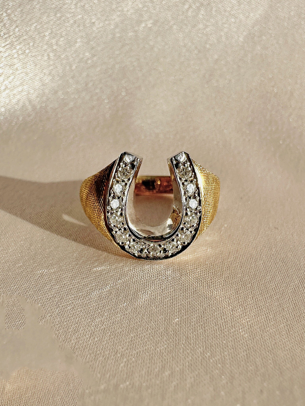 Vintage Diamond Satin Horseshoe Ring