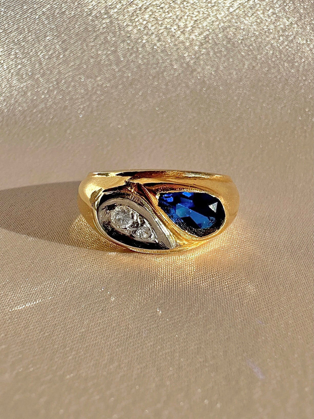 Vintage Sapphire Diamond Pear Soprano Ring