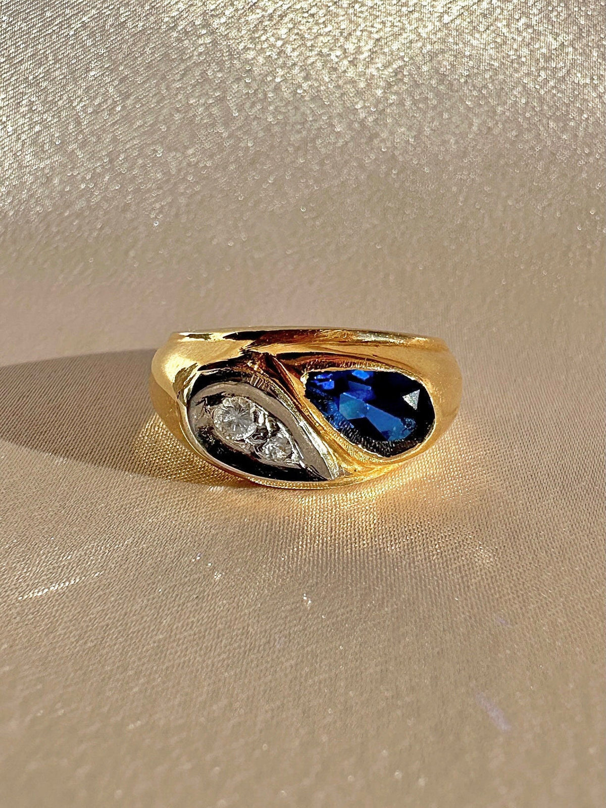 Vintage Sapphire Diamond Pear Soprano Ring