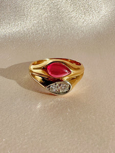 Vintage Ruby Diamond Double Soprano Ring