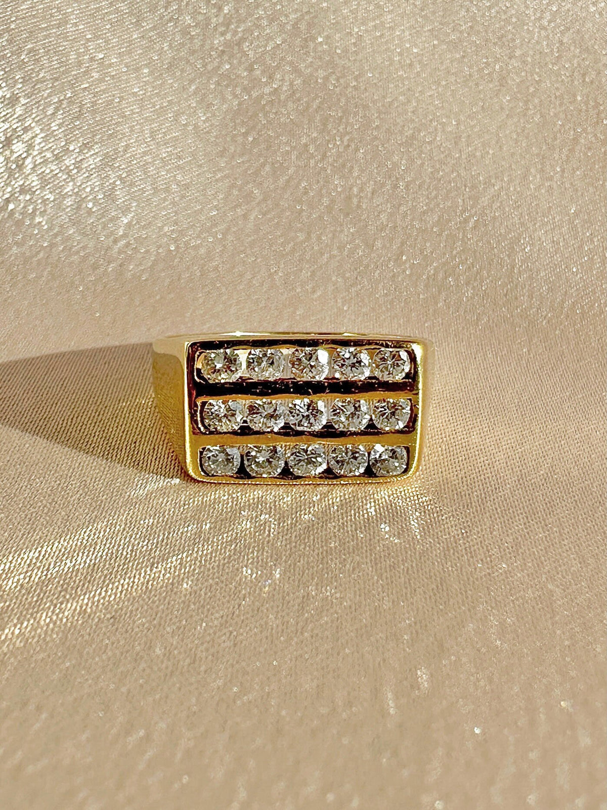 Vintage Diamond Pave Row Signet Ring