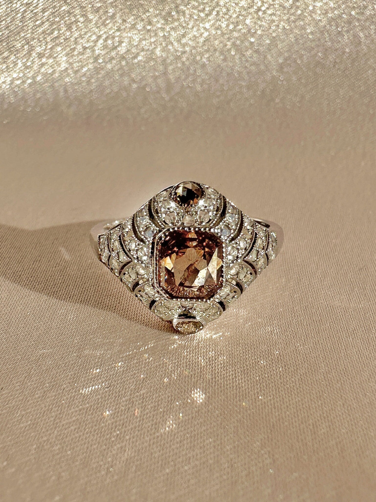 Vintage Choco Diamond Deco Ring 1.52 CTW