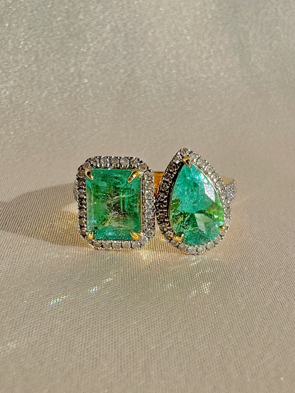 Emerald Diamond Toi et Moi Ring 3.50cts
