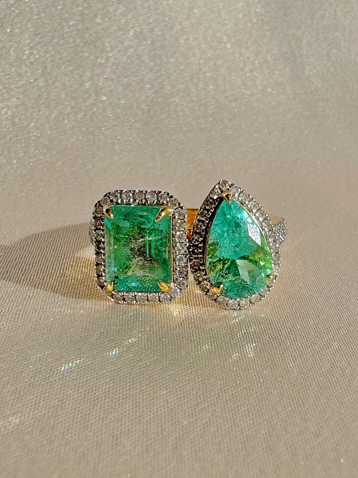 Emerald Diamond Toi et Moi Ring 3.50cts