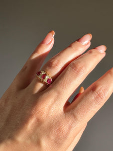 Antique Ruby Diamond Boat Ring 1916