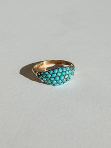 Antique Turquoise Bombe Cluster Ring