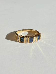 Vintage Sapphire Diamond Baguette Ring