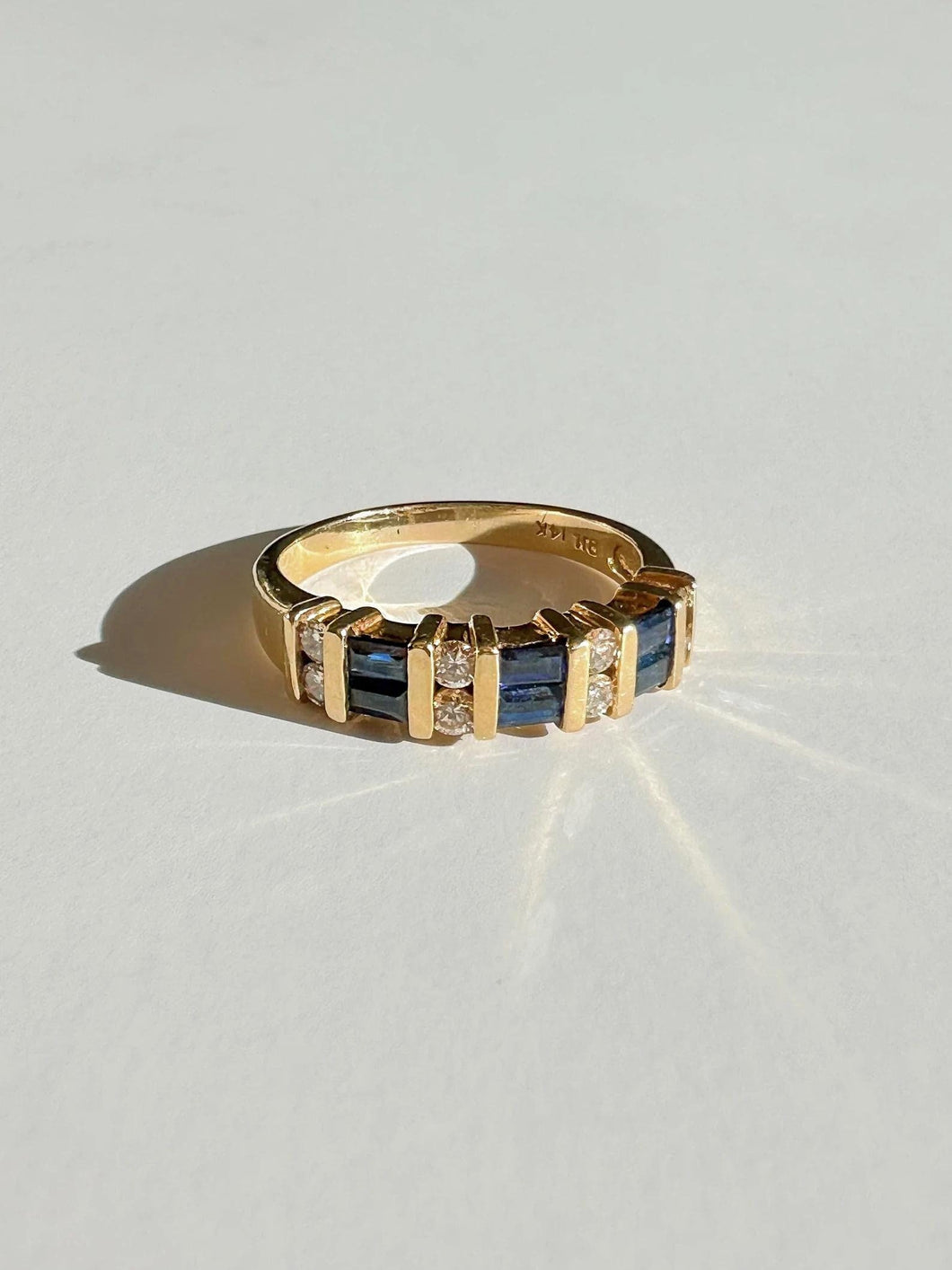 Vintage Sapphire Diamond Baguette Ring