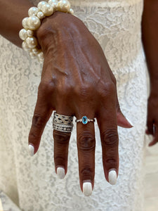 Vintage White Gold Topaz Diamond Bezel Ring