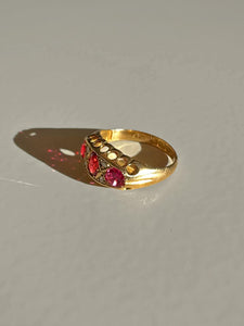 Antique Ruby Diamond Boat Ring 1916