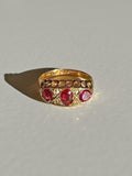 Antique Ruby Diamond Boat Ring 1916