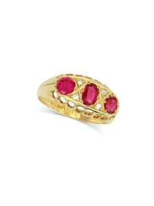 Antique Ruby Diamond Boat Ring 1916