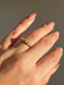 Antique Emerald Diamond Boat Ring